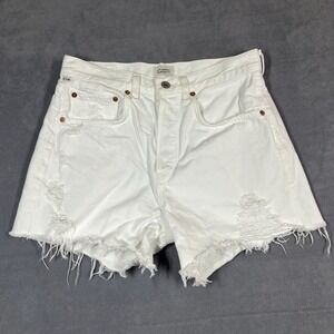 Citizens of Humanity Womens Shorts‎ 26 White Annabelle Long Distressed High Rise